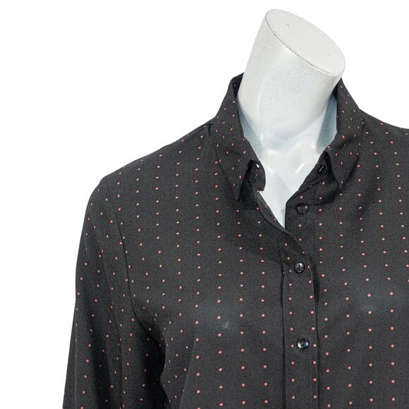 The KOOPLES Black Polka Dot Print Blouse tighten cuffs size Medium - Picture 9 of 12
